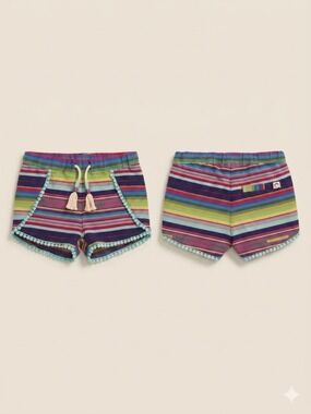 Appaman Rainbow Stripe Pom-Trim Knit Shorts